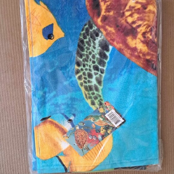 New Reef Sea Turtle Beach Towel Cotton Bath Pool GIFT Turtles Honu Ocean Fish - Picture 4 of 4